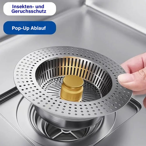 3-in-1 Edelstahl Küchenspülen-Sieb ✨Ideal zum Filtern, Stauen und Stoppen von Gerüchen