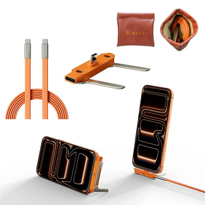 Tinycarry® 240W SuperCharge 360° drehbare unsichtbare Halterung, abnehmbares 2‑in‑1 Ladekabel, Zinklegierung & Silikon, Type‑C Kabel, kompatibel mit Apple und Samsung, unverzichtbar für Gaming, Büro und Auto up