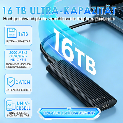🏆Blitzverkauf⚡Über 50.000 verkauft! Fast ausverkauft – 🔥16TB tragbare Mini-SSD mit großer Kapazität und Type-C⚡