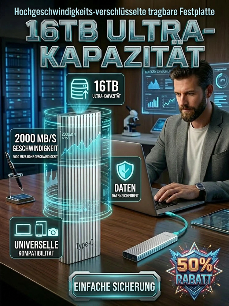 🏆Blitzverkauf⚡ Über 50.000 verkauft! Fast ausverkauft – 🔥16TB tragbare Mini-SSD mit großer Kapazität und Type-C