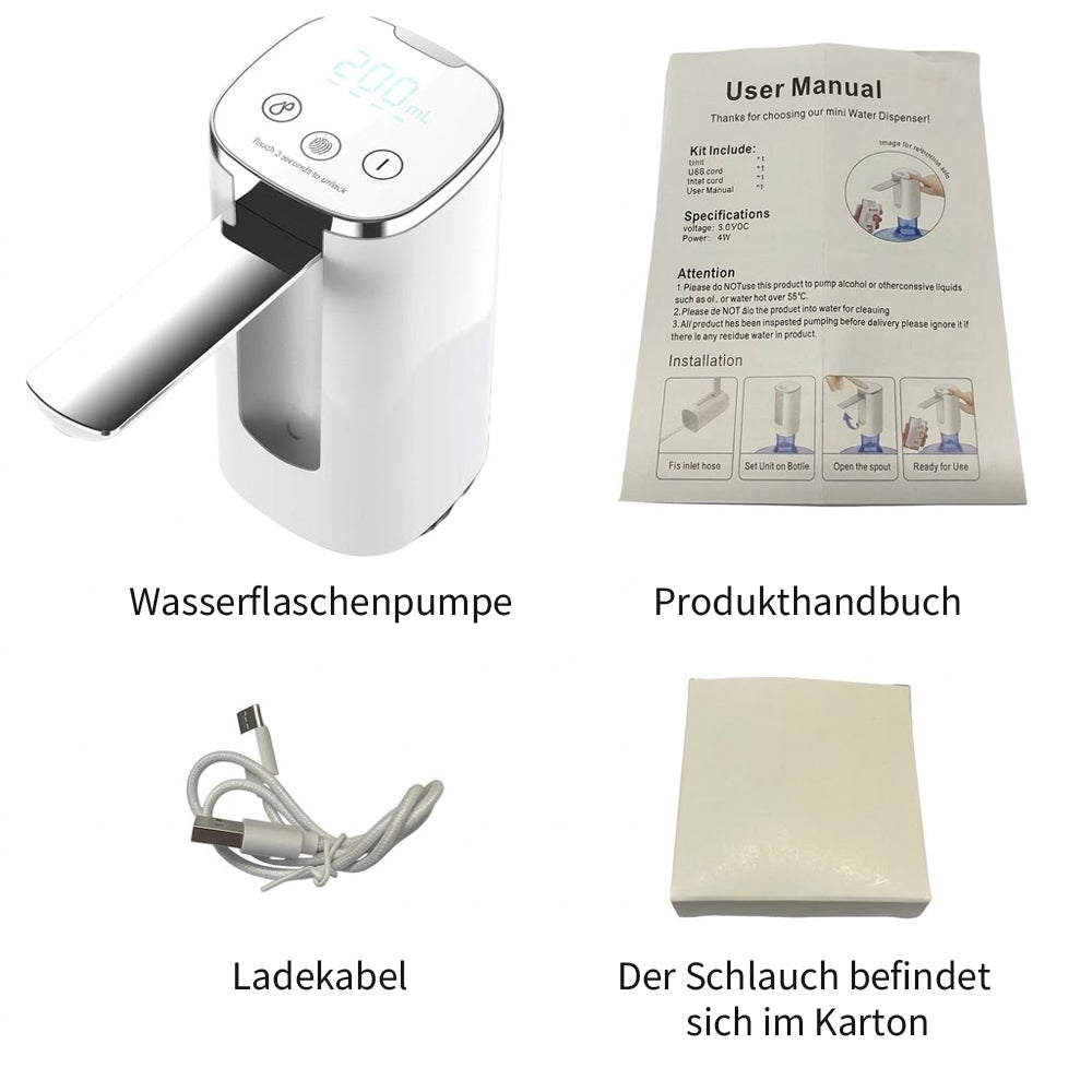 Remifa® Smarte Faltbare Elektrische Wasserpumpe – Automatische Mengenregelung, Kindersicherung & 30 Tage Akkulaufzeit