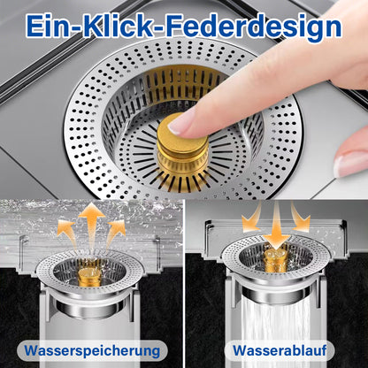 3-in-1 Edelstahl Küchenspülen-Sieb ✨Ideal zum Filtern, Stauen und Stoppen von Gerüchen
