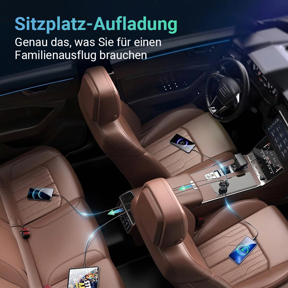 4-in-1 Auto-Schnellladegerät✨80cm Retractable Kabel & LED-Sternenhimmel– Passend für alle Fahrzeugtypen