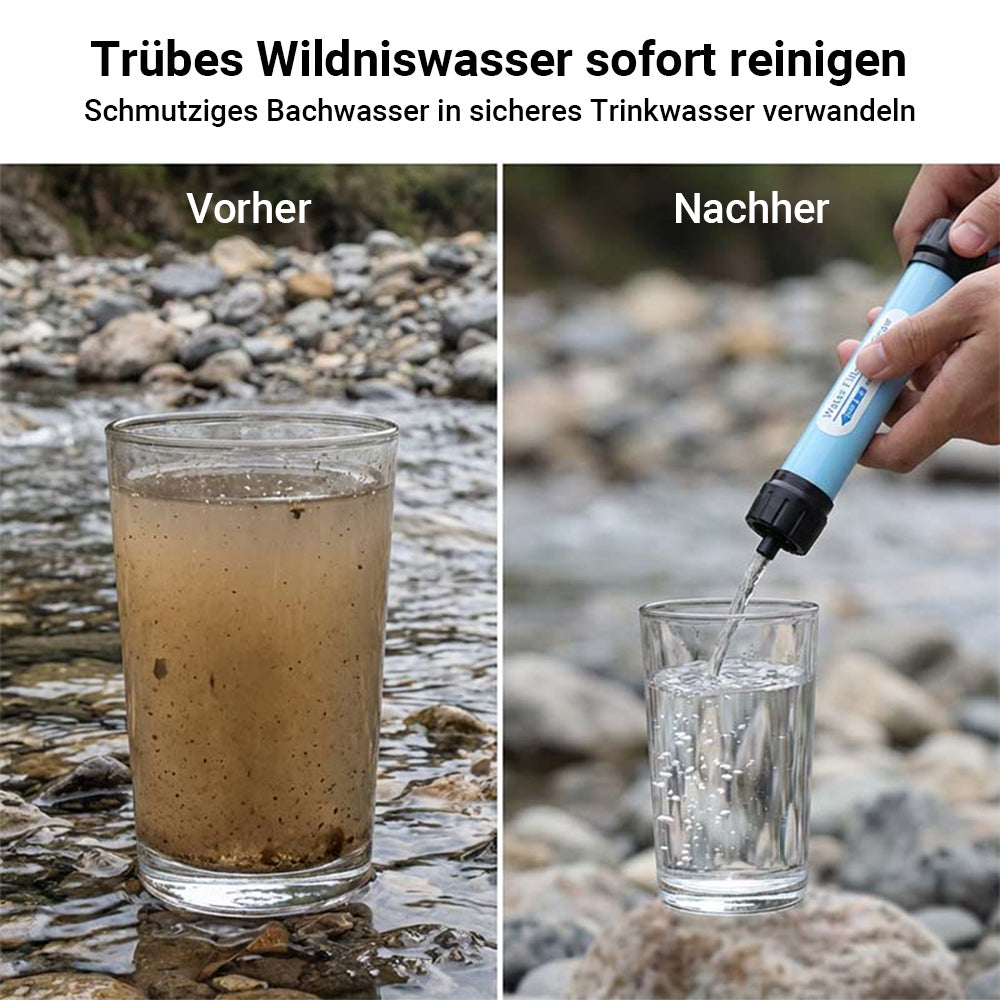 Tragbares Schwerkraft-Wasserfiltersystem – 3.79L/6L Outdoor-Wasserbeutel – Ideal für Camping, Wandern & Notfallvorsorge