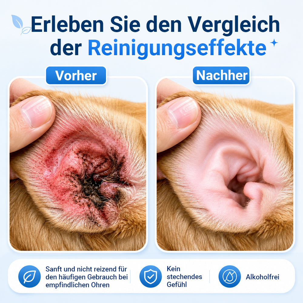 👩‍⚕️ Celsiora® Ohrenreinigungslösung für Haustiere ✅Bekämpft Ohrgeruch, hartnäckige Ohrenschmalzablagerungen, Hefebildung & lästiges Kratzen
