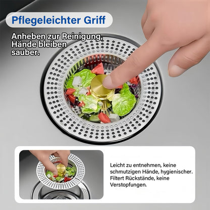 3-in-1 Edelstahl Küchenspülen-Sieb ✨Ideal zum Filtern, Stauen und Stoppen von Gerüchen