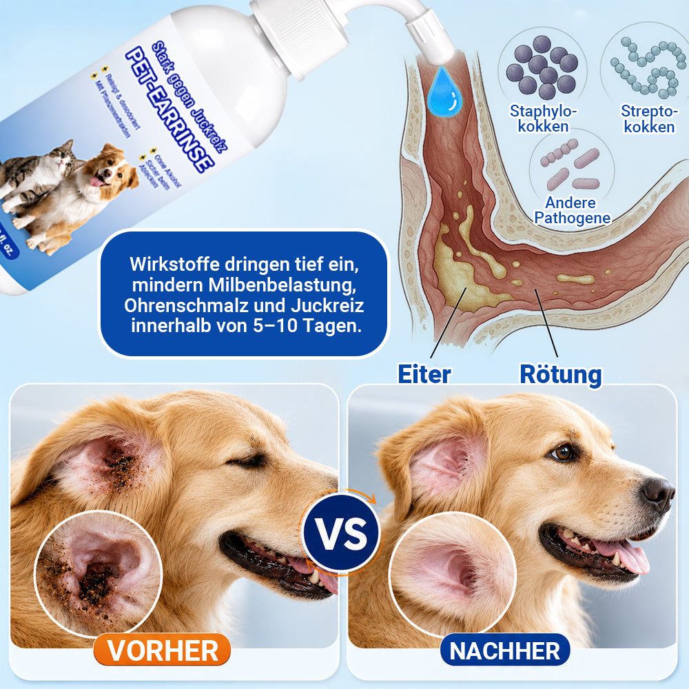 👩‍⚕️ Celsiora® Ohrenreinigungslösung für Haustiere ✅Bekämpft Ohrgeruch, hartnäckige Ohrenschmalzablagerungen, Hefebildung & lästiges Kratzen