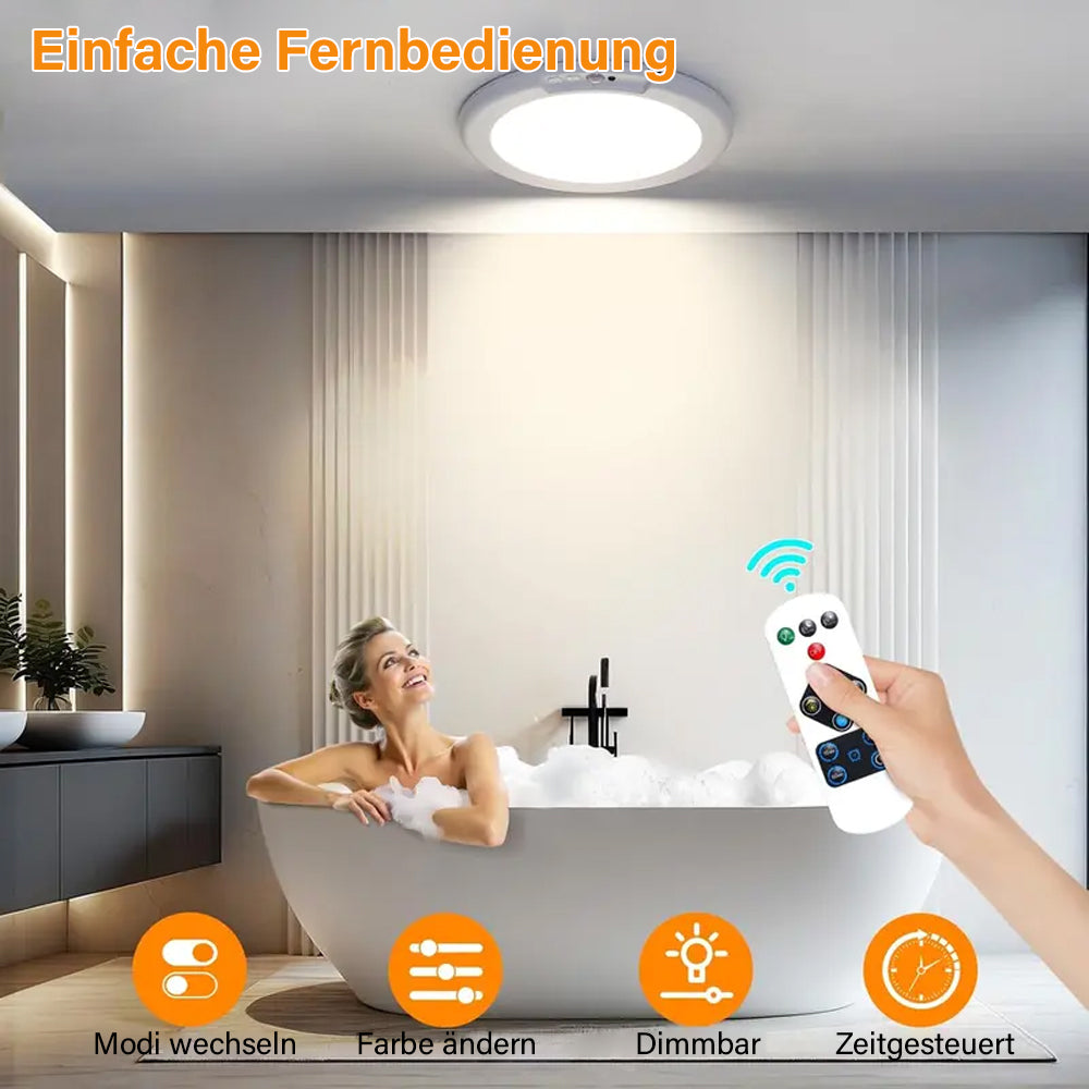 2026 Modell: Magnetische Sensor-Deckenleuchte – Wiederaufladbar & mit Fernbedienung✨Kabellose Montage für Schrank, Bad, Flur und Treppen