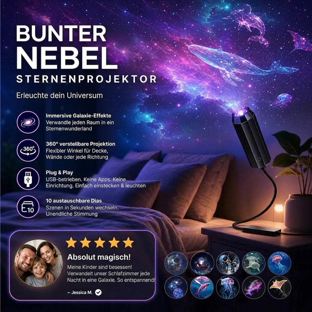 💡BVJ® Plug-and-Play HD Galaxy & Ozean Projektor-Nachtlicht🥳 50.000+ zufriedene Nutzer