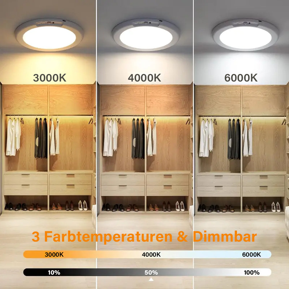 2026 Modell: Magnetische Sensor-Deckenleuchte – Wiederaufladbar & mit Fernbedienung✨Kabellose Montage für Schrank, Bad, Flur und Treppen