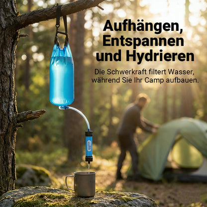 Tragbares Schwerkraft-Wasserfiltersystem – 3.79L/6L Outdoor-Wasserbeutel – Ideal für Camping, Wandern & Notfallvorsorge