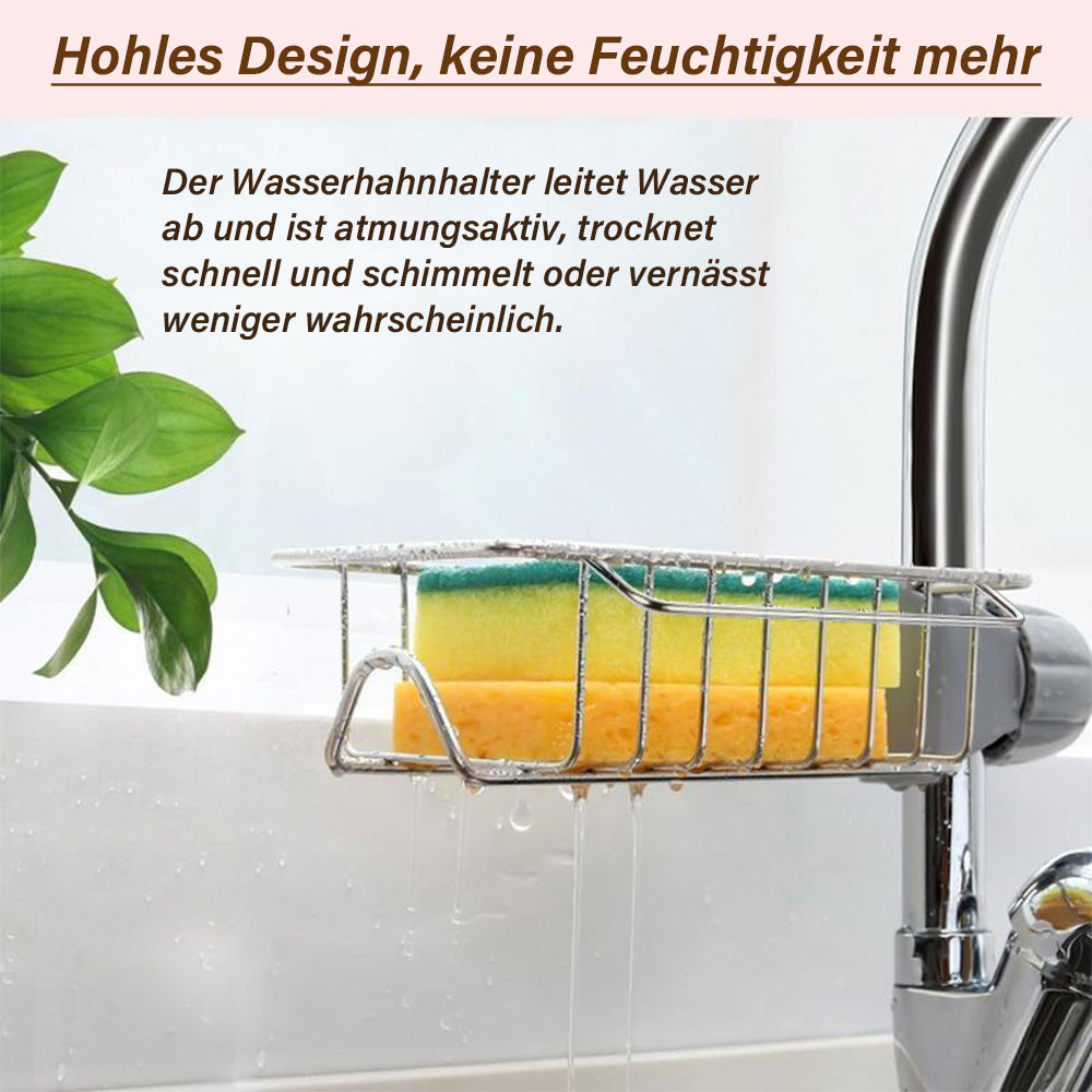 3-in-1 Küchen-Organizer für den Wasserhahn – Schwammhalter (passend für Scrub Daddy), Spülbürstenhalter & Seifenschale aus rostfreiem Edelstahl