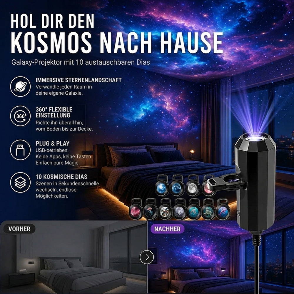 💡BVJ® Plug-and-Play HD Galaxy & Ozean Projektor-Nachtlicht🥳 50.000+ zufriedene Nutzer