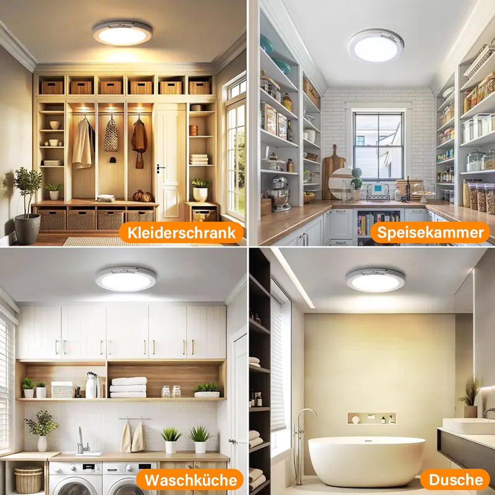 2026 Modell: Magnetische Sensor-Deckenleuchte – Wiederaufladbar & mit Fernbedienung✨Kabellose Montage für Schrank, Bad, Flur und Treppen