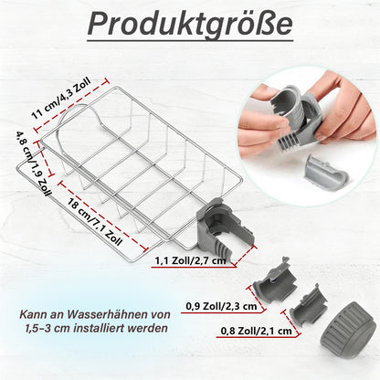 3-in-1 Küchen-Organizer für den Wasserhahn – Schwammhalter (passend für Scrub Daddy), Spülbürstenhalter & Seifenschale aus rostfreiem Edelstahl
