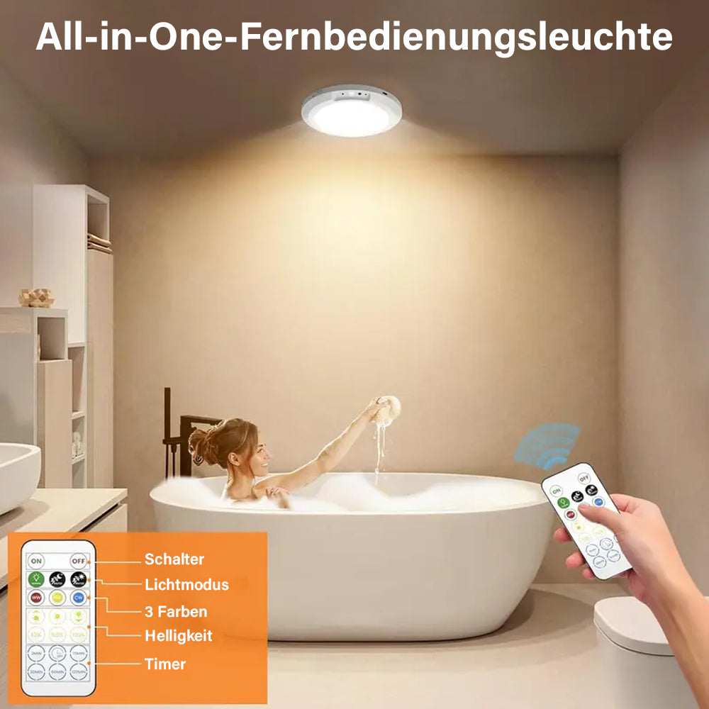 2026 Modell: Magnetische Sensor-Deckenleuchte – Wiederaufladbar & mit Fernbedienung✨Kabellose Montage für Schrank, Bad, Flur und Treppen