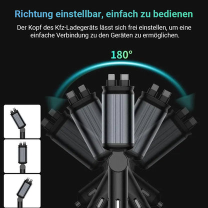 4-in-1 Auto-Schnellladegerät✨80cm Retractable Kabel & LED-Sternenhimmel– Passend für alle Fahrzeugtypen