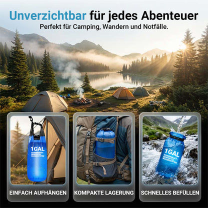 Tragbares Schwerkraft-Wasserfiltersystem – 3.79L/6L Outdoor-Wasserbeutel – Ideal für Camping, Wandern & Notfallvorsorge
