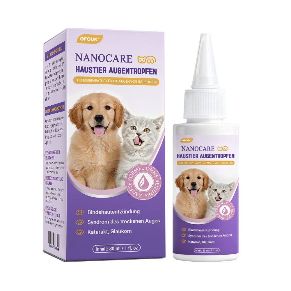 👩‍⚕️ GFOUK® NanoCare Haustier Augentropfen ☑️ Linder bei Bindehautentzündung, trockenen Augen, Katarakten und Keratitis🐱