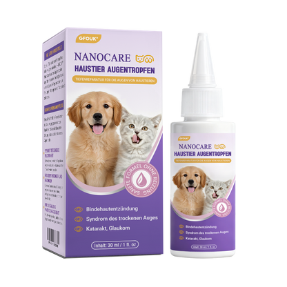 👩‍⚕️ GFOUK® NanoCare Haustier Augentropfen ☑️ Linder bei Bindehautentzündung, trockenen Augen, Katarakten und Keratitis🐱